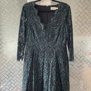 Dark Green and Black Lace Cocktail Dress